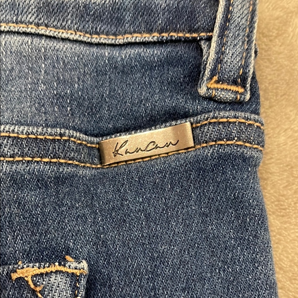 KanCan Blue Ankle Cropped Jeans with Distressed Details Women's sz 16 Fringe Hem - Picture 10 of 12